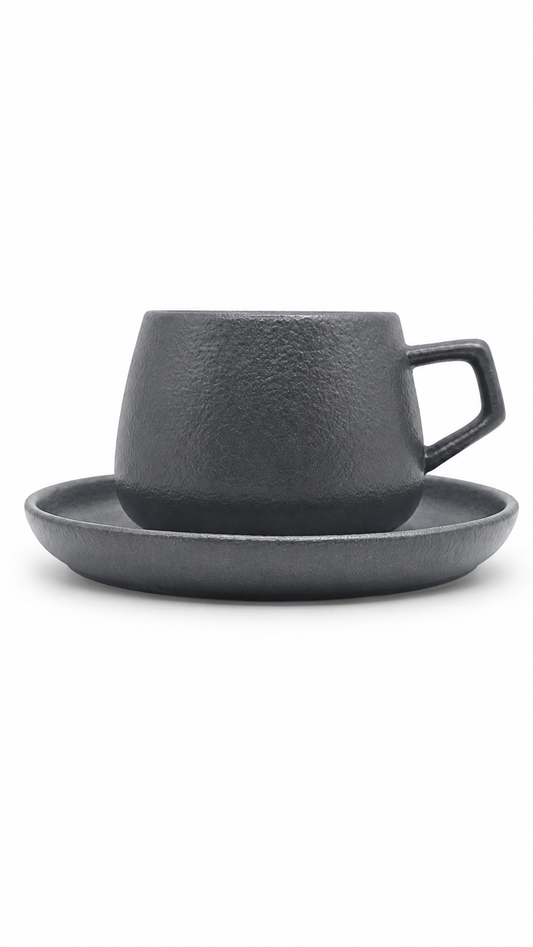 TAZA + PLATO GRIS M