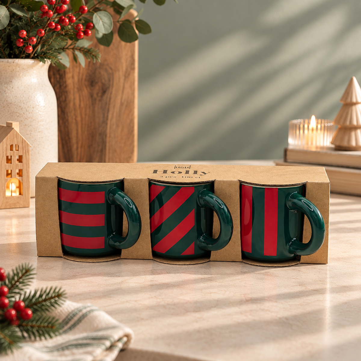 Set 3 Tazas de Café Verde 100 ml