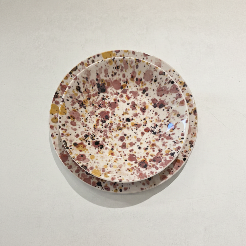 Bowl y plato cenital fondo blanco