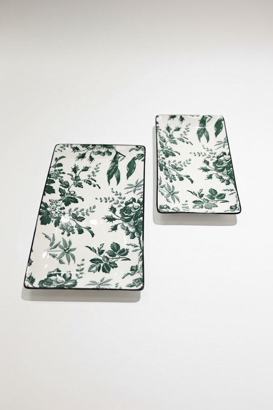 Set dos bandejas cerámica floral