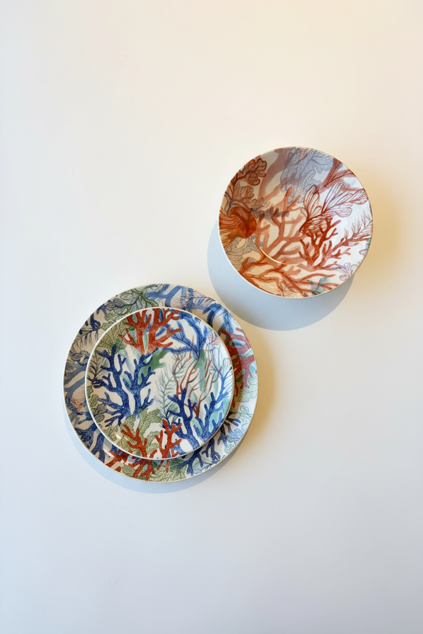 Set platos apilados y cuenco coral - catálogo