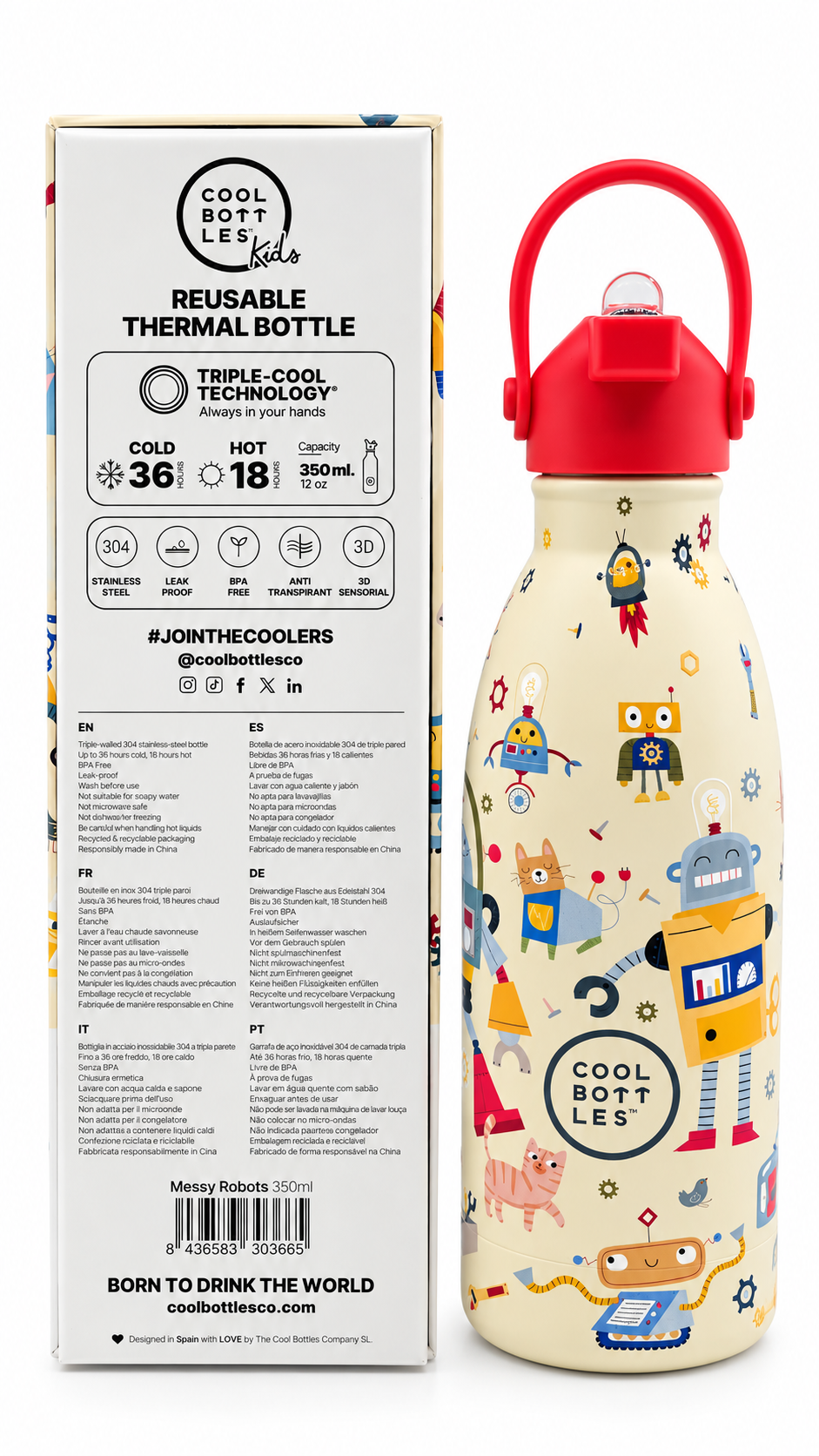 The Kids Bottle - Messy Robots 350ml