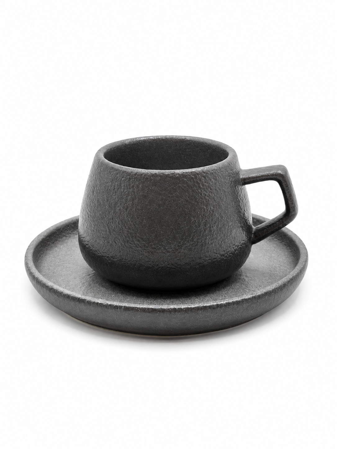 TAZA + PLATO GRIS S