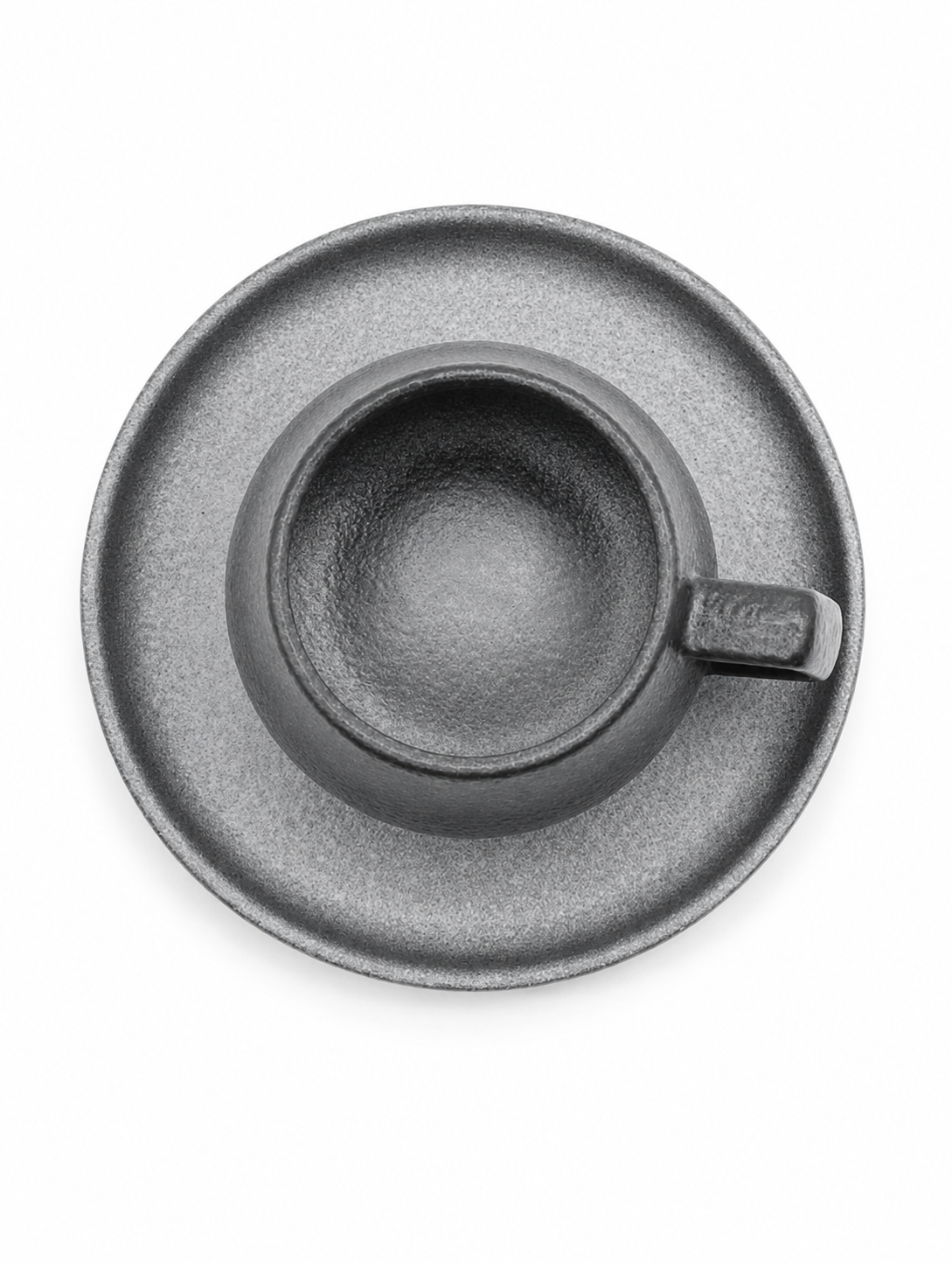 TAZA + PLATO GRIS S