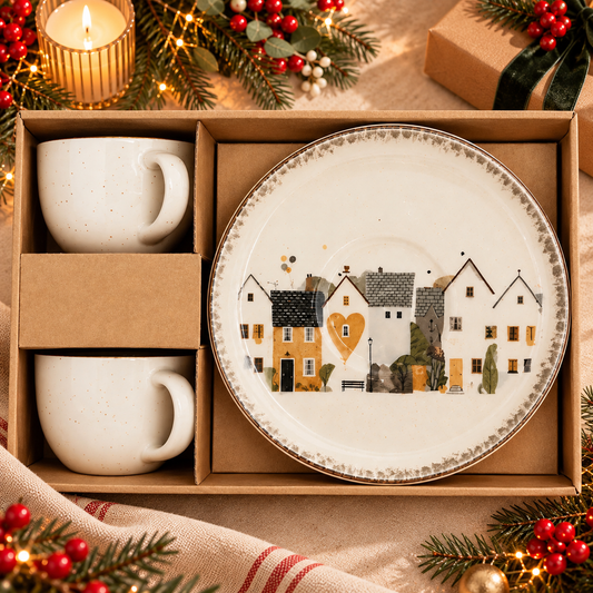 Set 2 pz Tazas y Plato Casitas