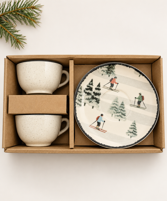 Set 2 pz Tazas y Plato Esquiadores