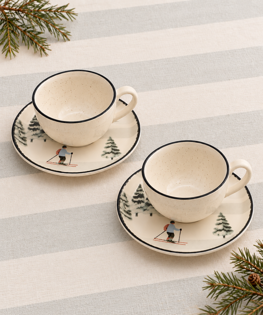 Set 2 pz Tazas y Plato Esquiadores