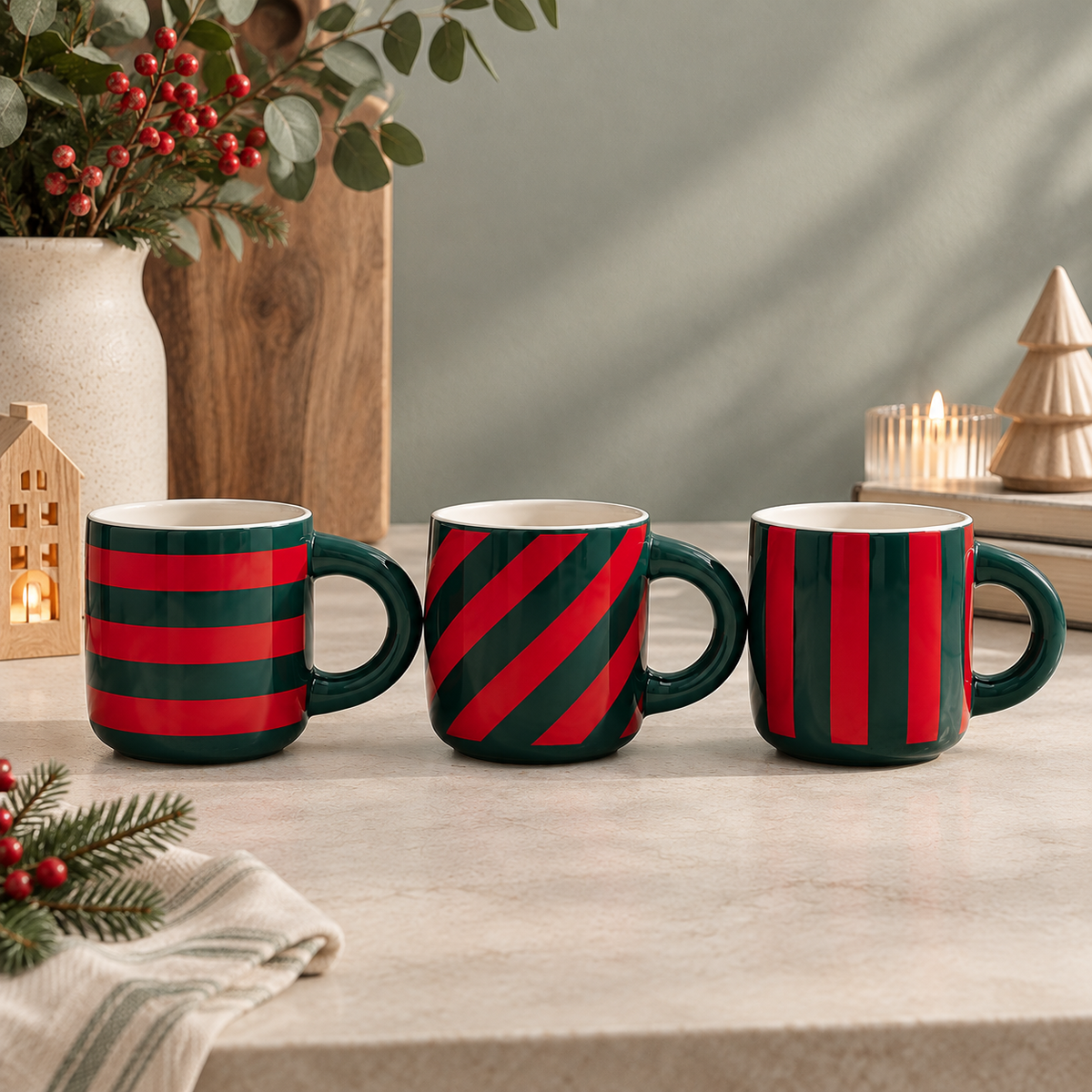 Set 3 Tazas de Café Verde 100 ml