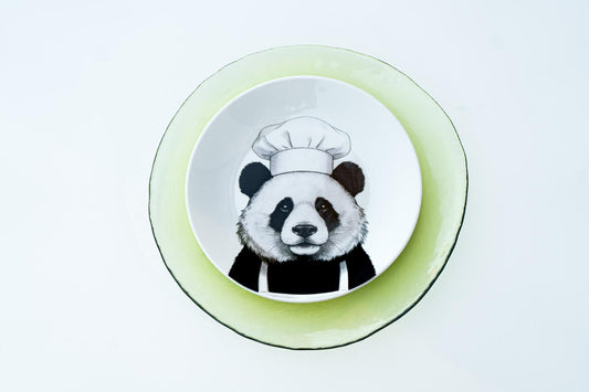 PLATO POSTRE PANDA BERMOA by KOBO + PLATO LLANO CRISTAL