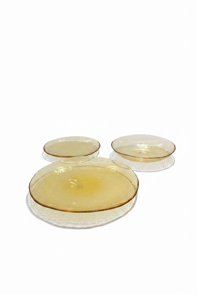 Amber plates three sizes - white bg