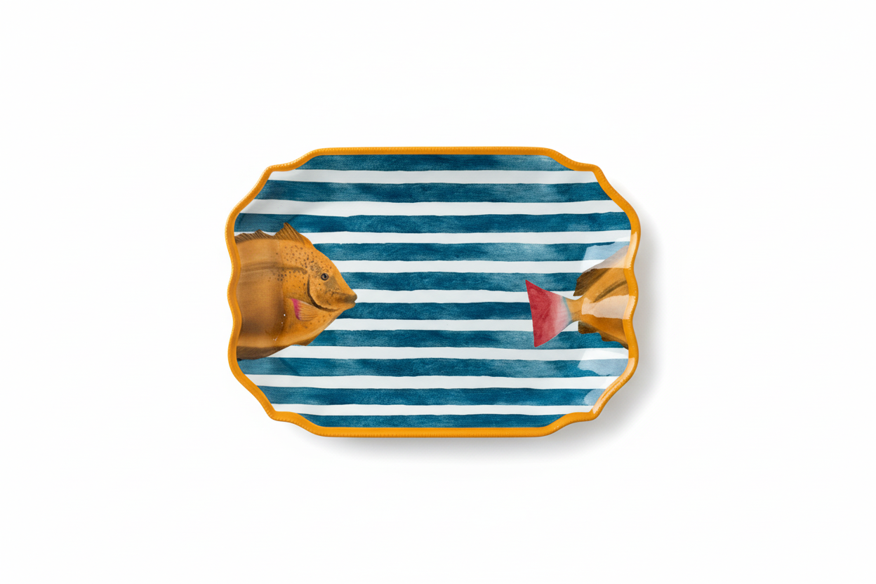 Bandeja rectangular pez dorado cenital - catálogo