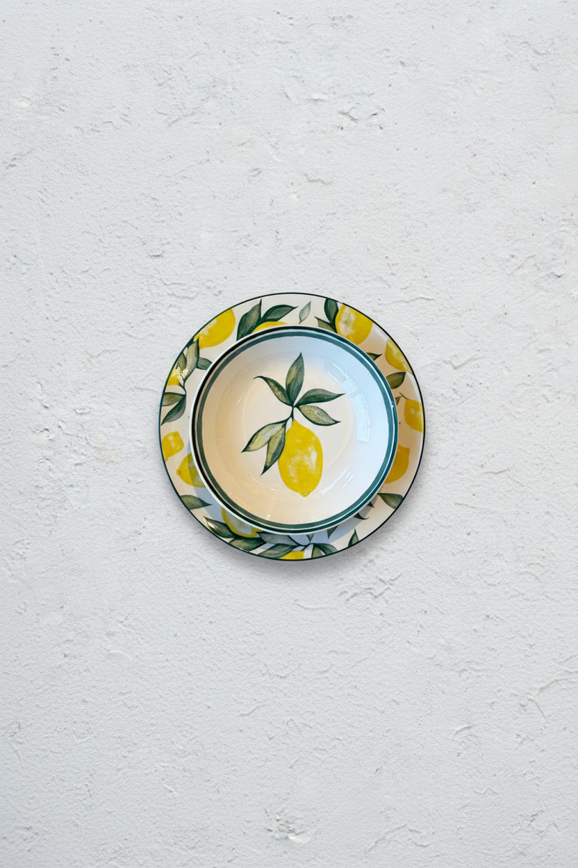 Bol sobre plato yeso blanco