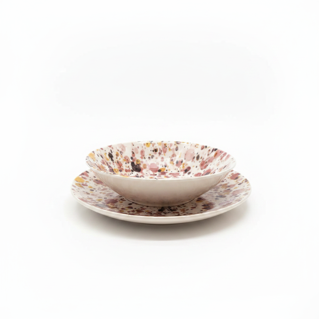 Bowl y plato lateral fondo blanco