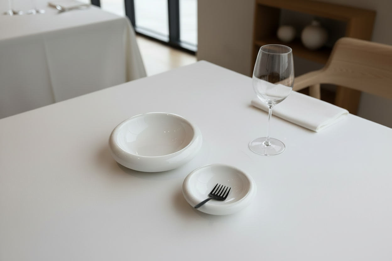 Composición de mesa sin cubiertos plateados
