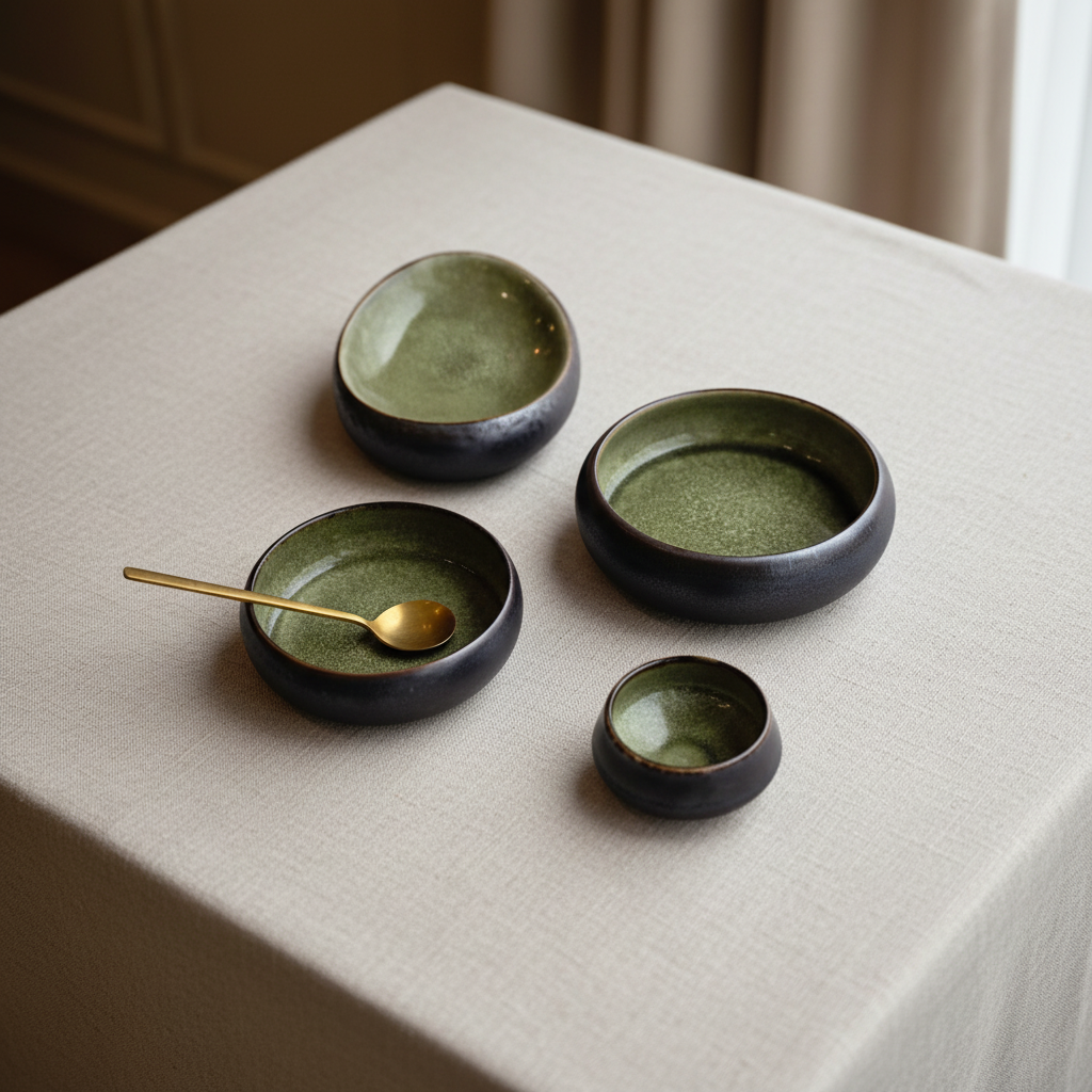 Cuencos en mesa Michelin minimalista