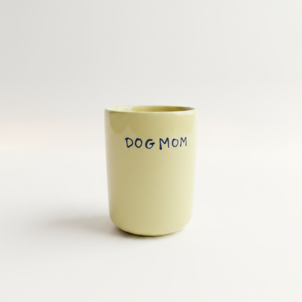 Dog Mom — taza fondo blanco con profundidad