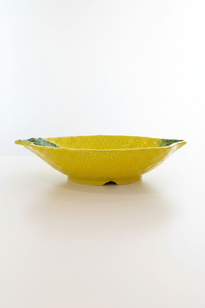 Lemon bowl side view white background