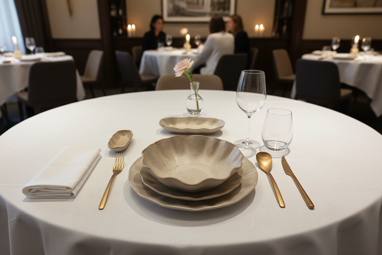 Mesa Michelin ángulo comensal