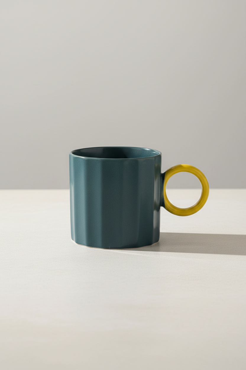 Mug teal - vista lateral profesional