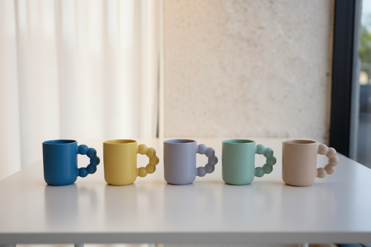 Mugs in a row