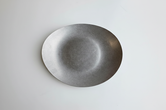 Plato oval cerámico gris metálico