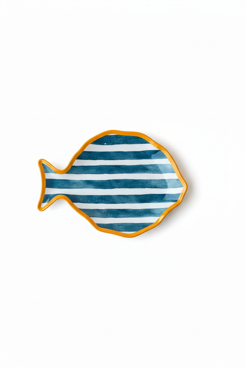 Plato pez grande azul - mirando derecha