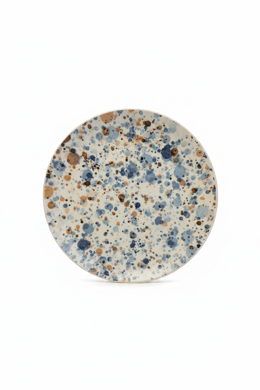 Plato salpicado azul y beige