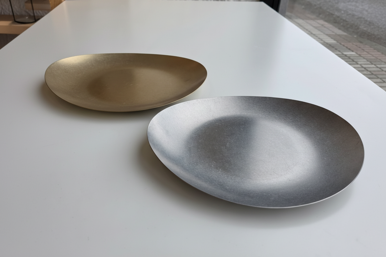 Platos cerámicos sobre mesa blanca - fondo limpio