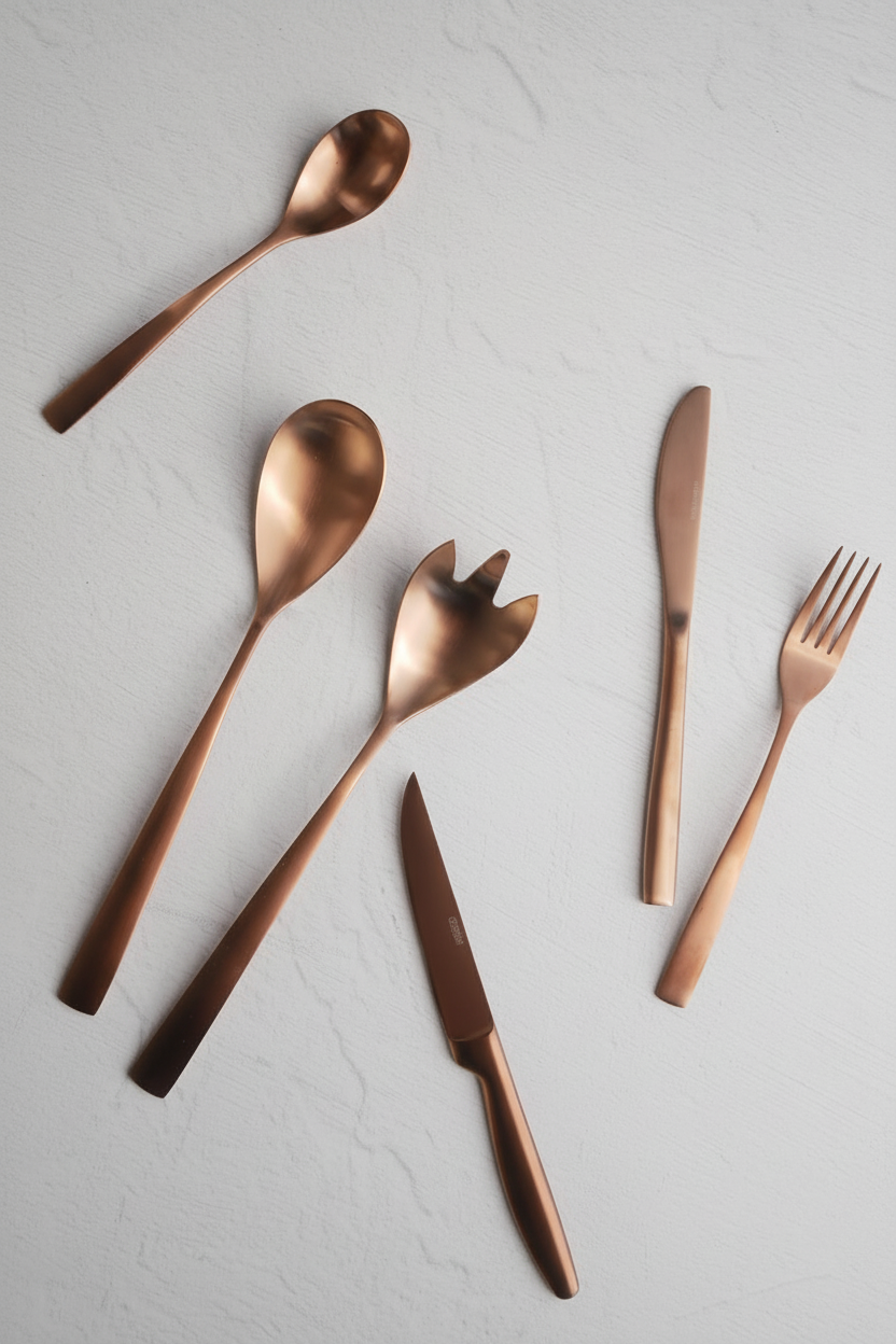 Set completo de cubiertos cobre