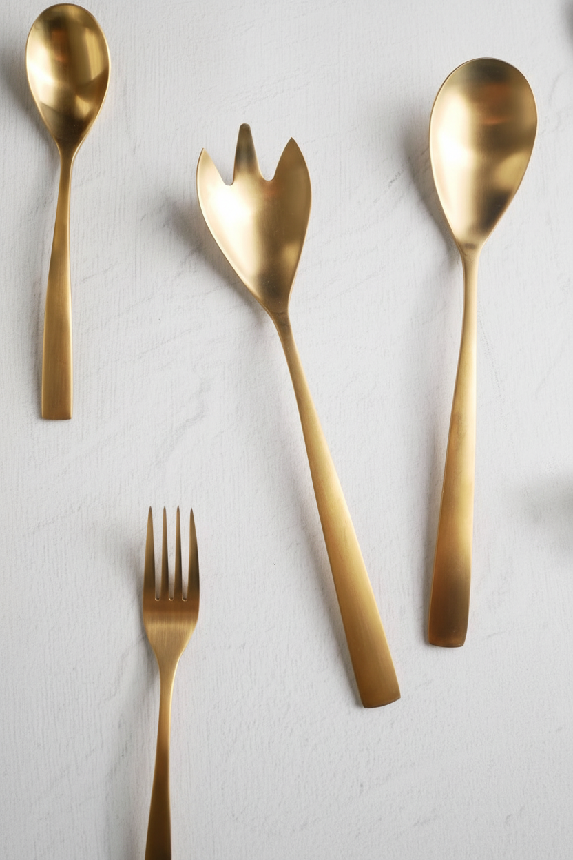 Set completo de cubiertos dorados