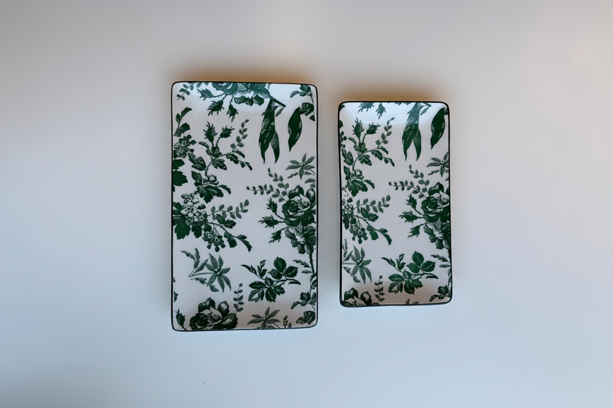 Set dos bandejas cerámica floral cenital