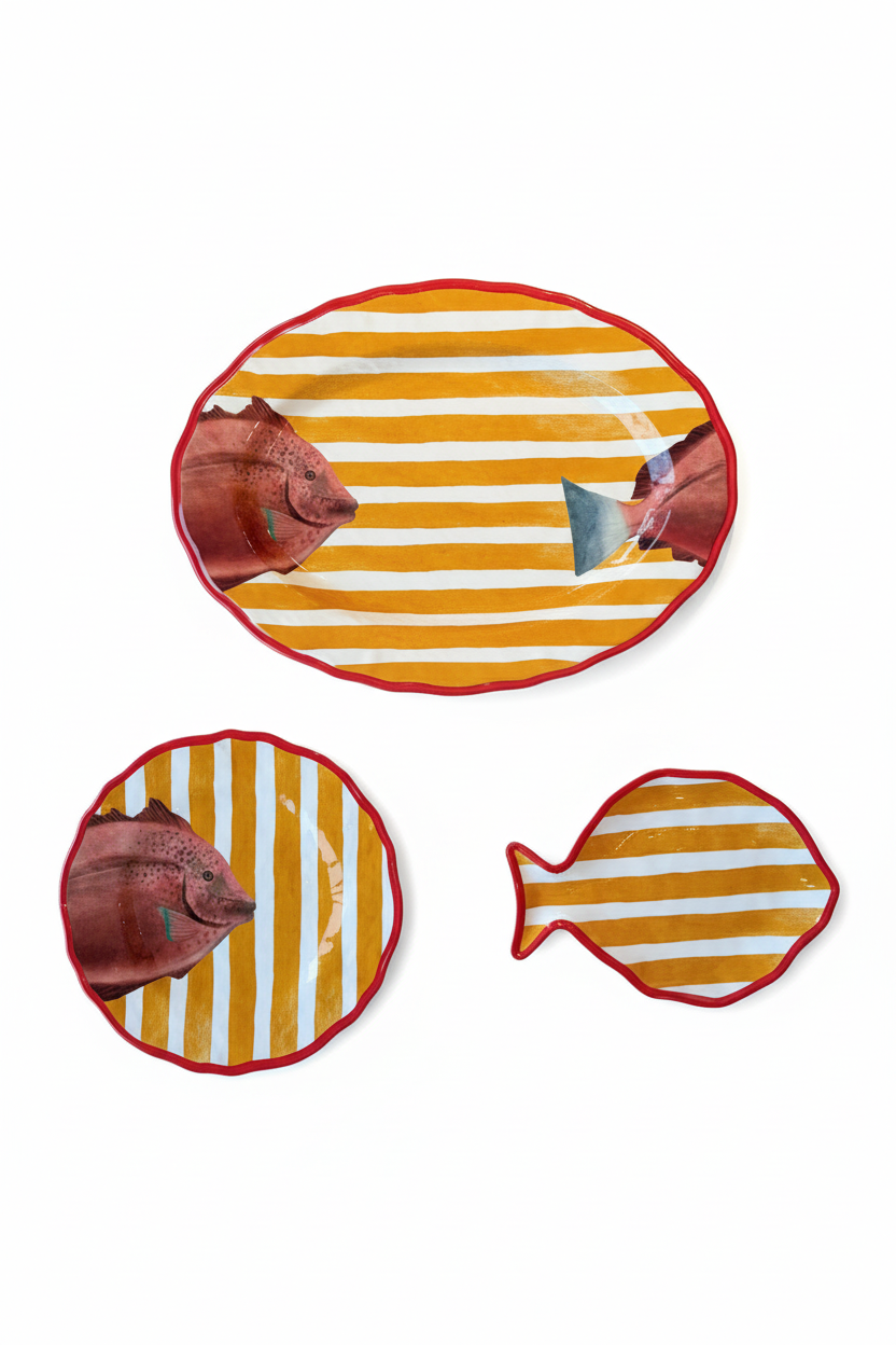 Set fuente oval y platos pez - catálogo