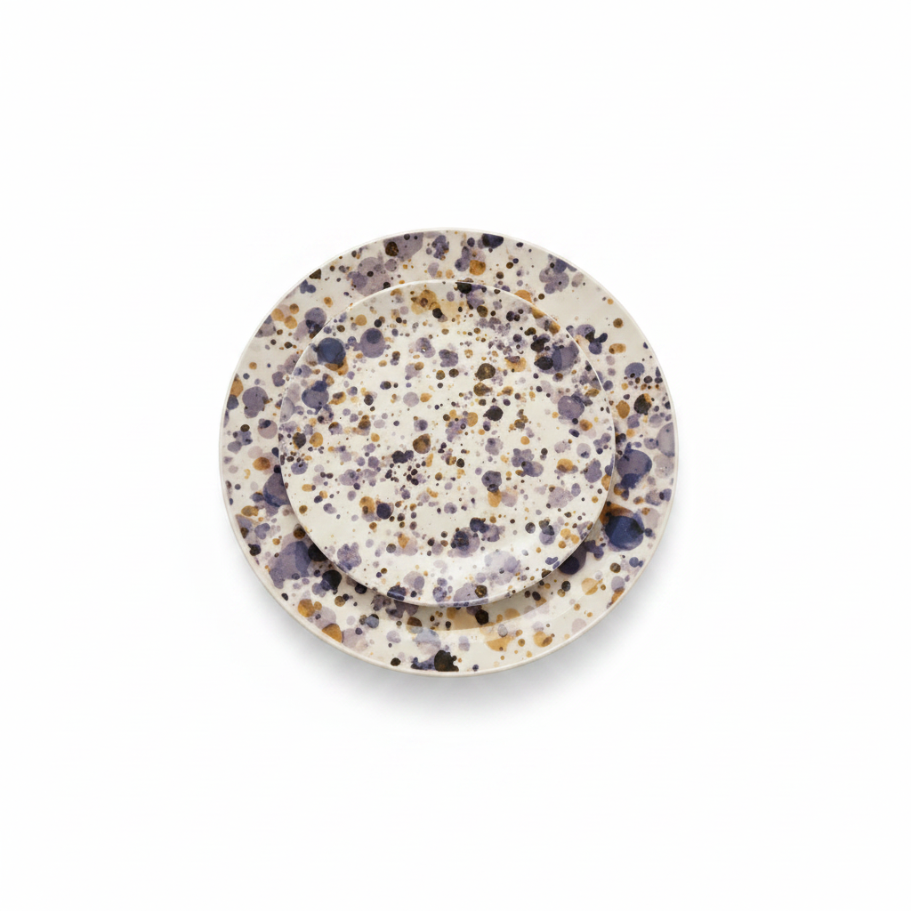 Set platos morado/dorado cenital