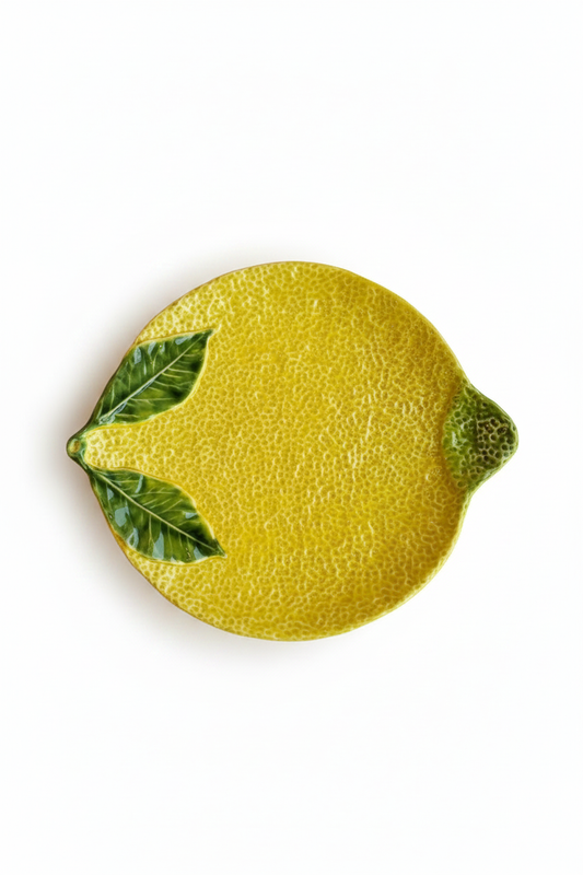 Single lemon plate maximum white background