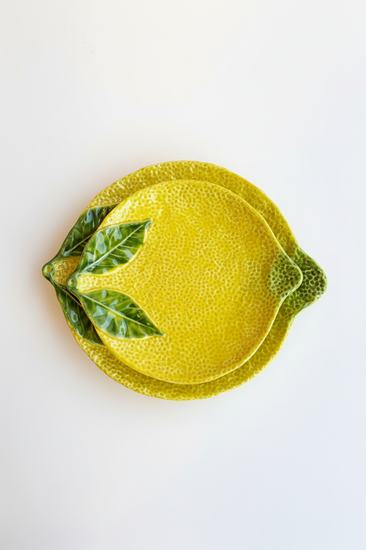 Stacked lemon plates white luminous