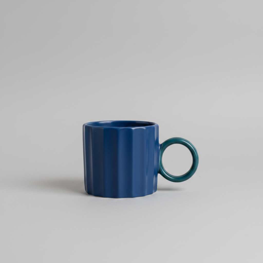 Taza azul fondo gris claro infinito