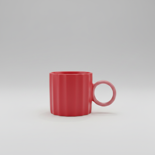 Taza roja fondo gris infinito