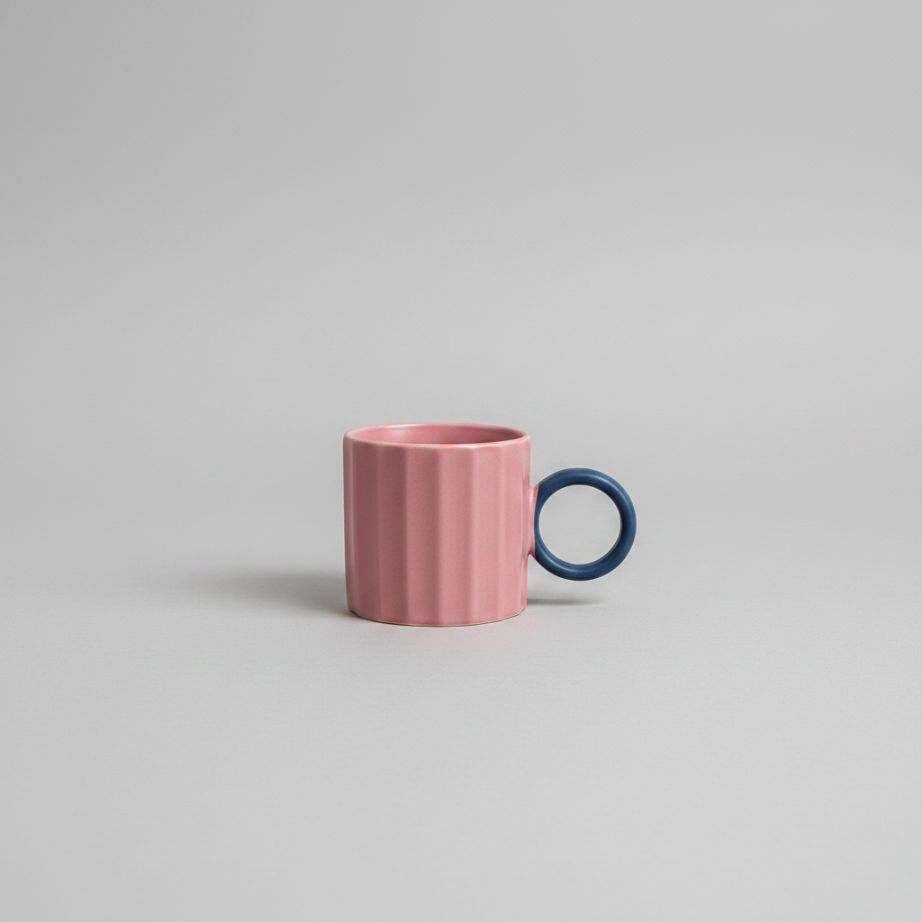 Taza rosa fondo gris