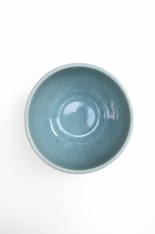 Teal bowl interior white background
