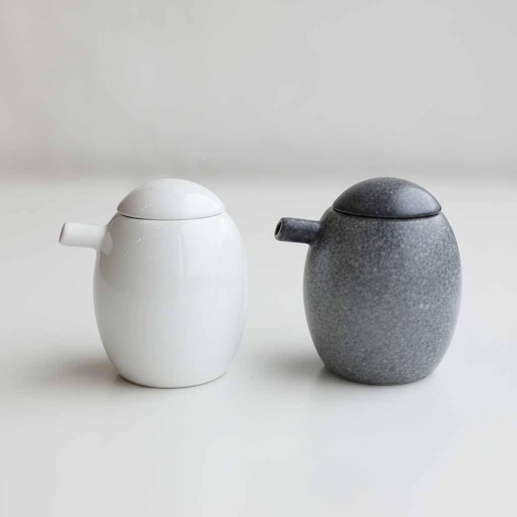 Teteras blanca y gris